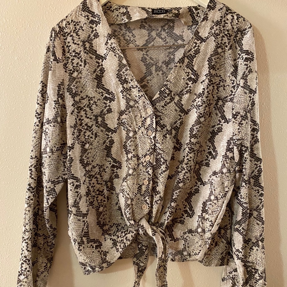 SNAKESKIN PRINT LONG LEEVE BLOUSE